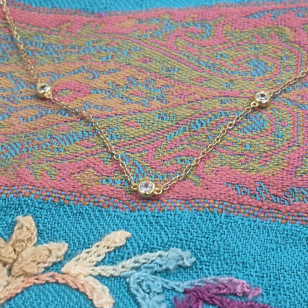 925 14k GP Gold Vermeil Cz Necklace